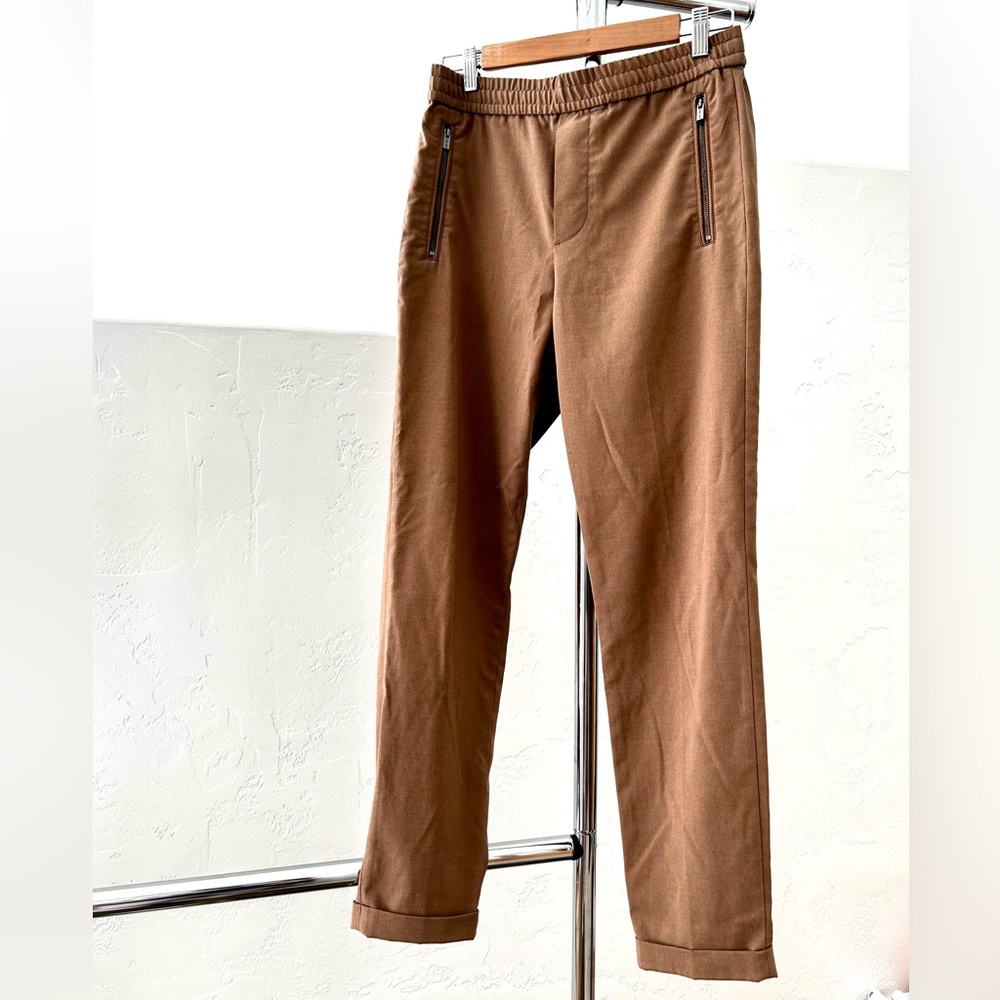 H&M tan pants - slim joggers, cuffed, elastic waist